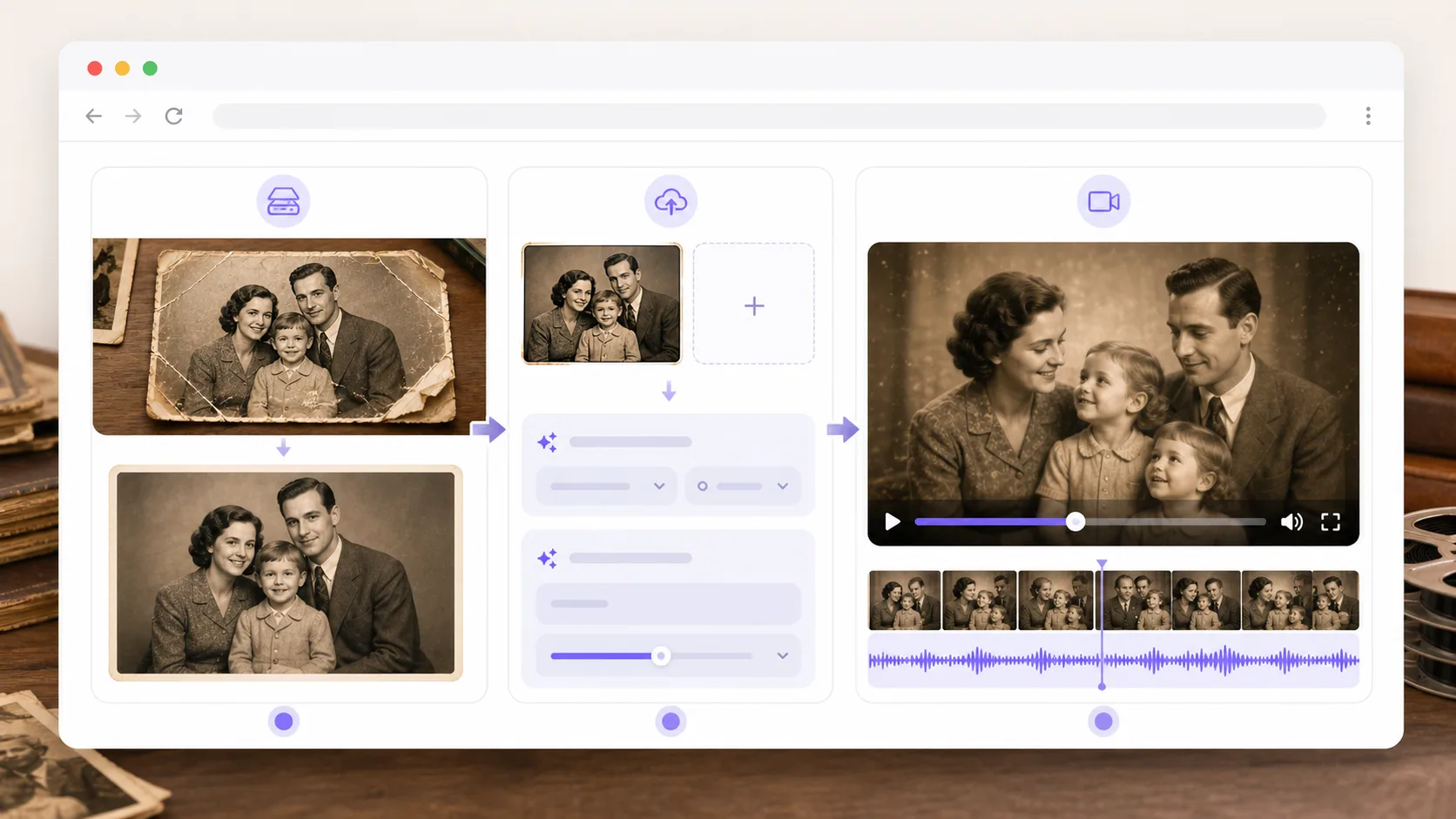 Step-by-step how to animate old family photos workflow