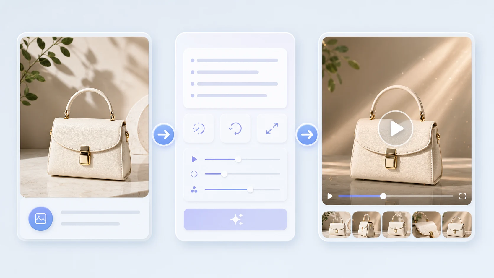 Step-by-step como fazer vídeo de produto com foto workflow