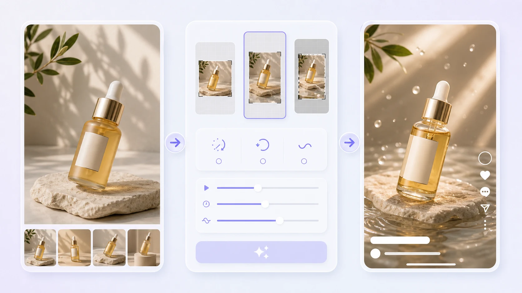 Step-by-step criar Reels com foto de produto workflow